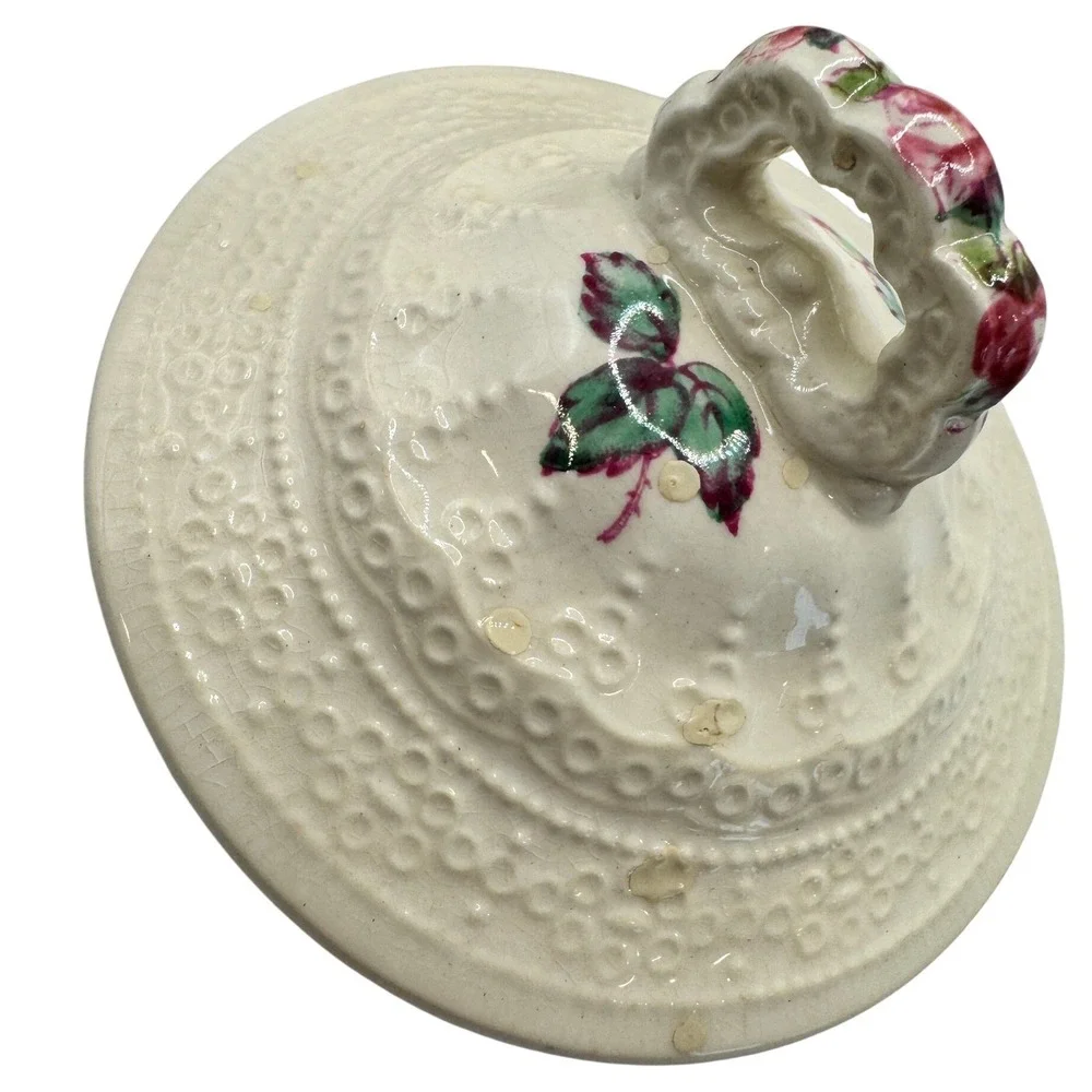 Spode Jewel Copeland England Sugar‎ Bowl Footed Rose Floral Lid Antique